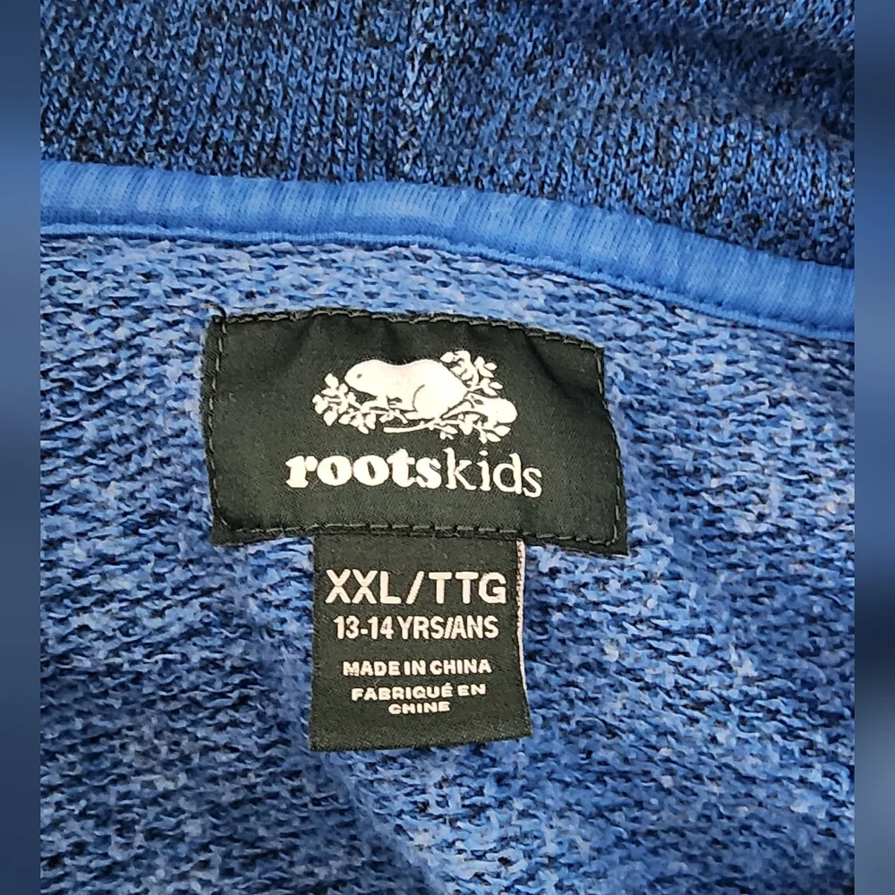 Roots Kids Blue Hoodie Jacket Size XXL 13-14 Yrs - Picture 3 of 7